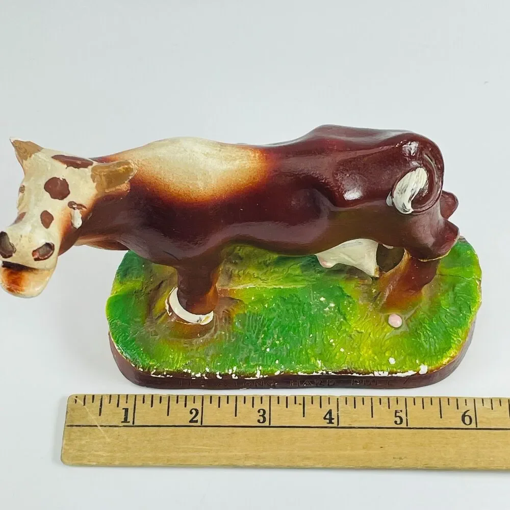VTG Chalkware Cow Standing on Udder It's A Long Hard Pull Humor Anguished Annie
